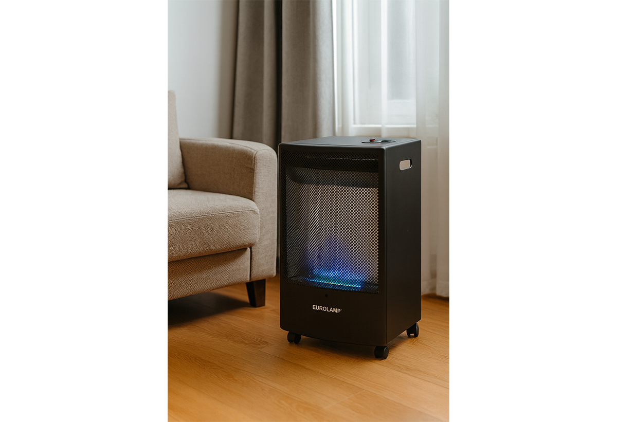 Απεικονίζεται η σόμπα σε σαλόνι.